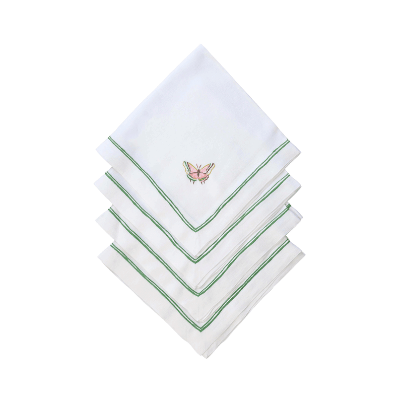 Butterfly Rigato Dinner Napkins - Green