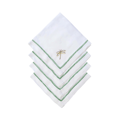 Dragonfly Rigato Dinner Napkins - Green