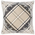 Hand Embroidered Linen Wool Branca Tartan Pillow