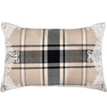 Hand Embroidered Linen Wool Branca Tartan Lumbar Pillow