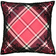 Hand Embroidered Linen Wool Branca Tartan Pillow