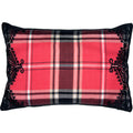 Hand Embroidered Linen Wool Branca Tartan Lumbar Pillow