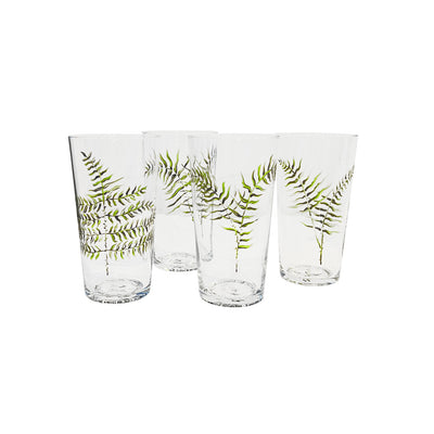 Hand-Painted Fern Water Glasses