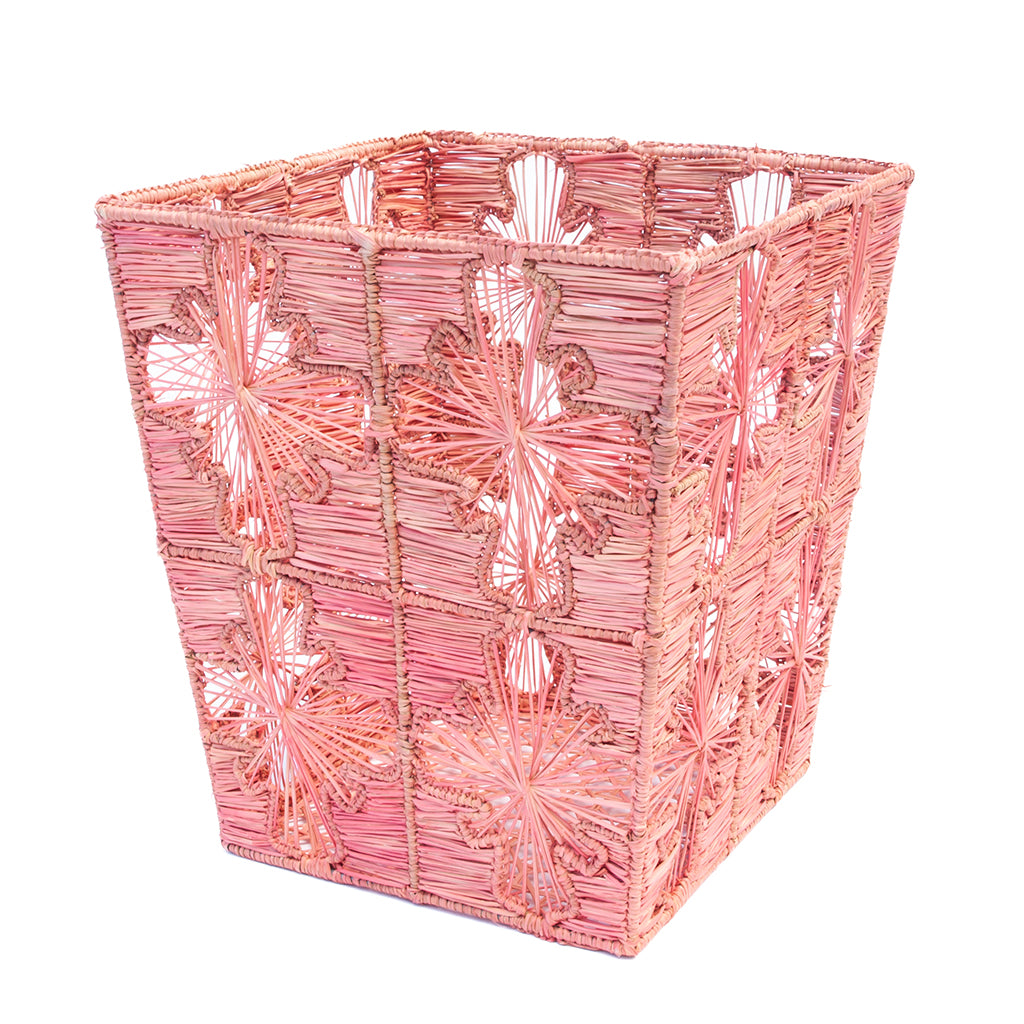 Raffia Fleurette Wastebasket