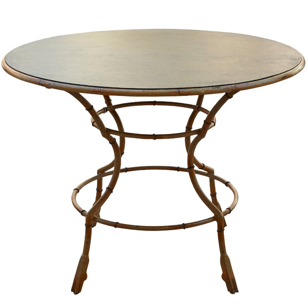 Jacques Adnet Style Faux Bamboo Circular Table