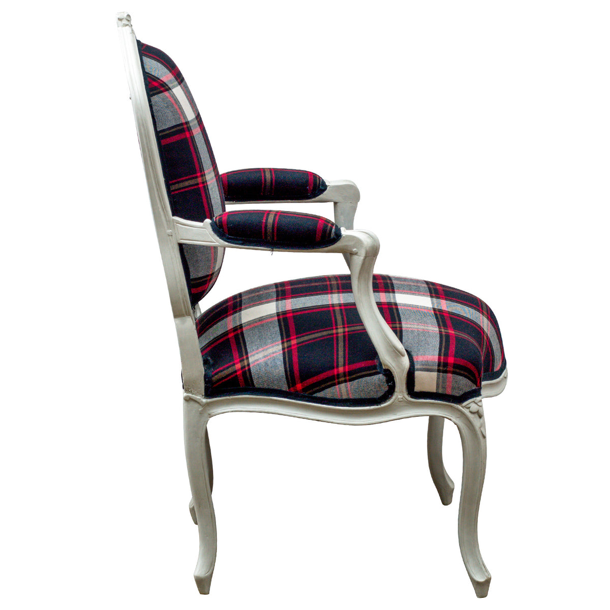 A Pair of French Louis XV Period Off-White Painted Armchairs