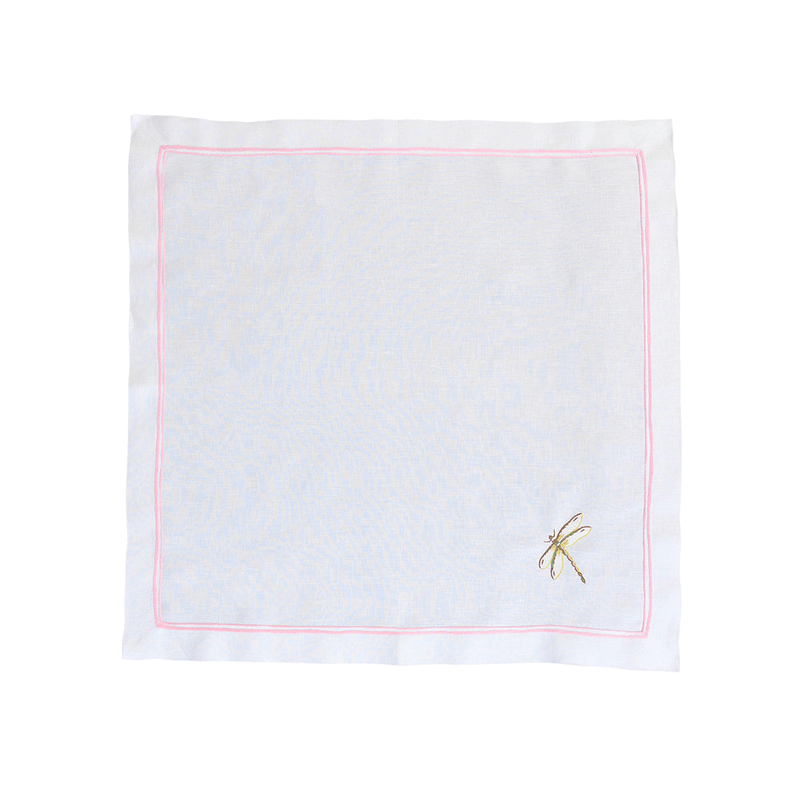 Dragonfly Rigato Dinner Napkins - Pink