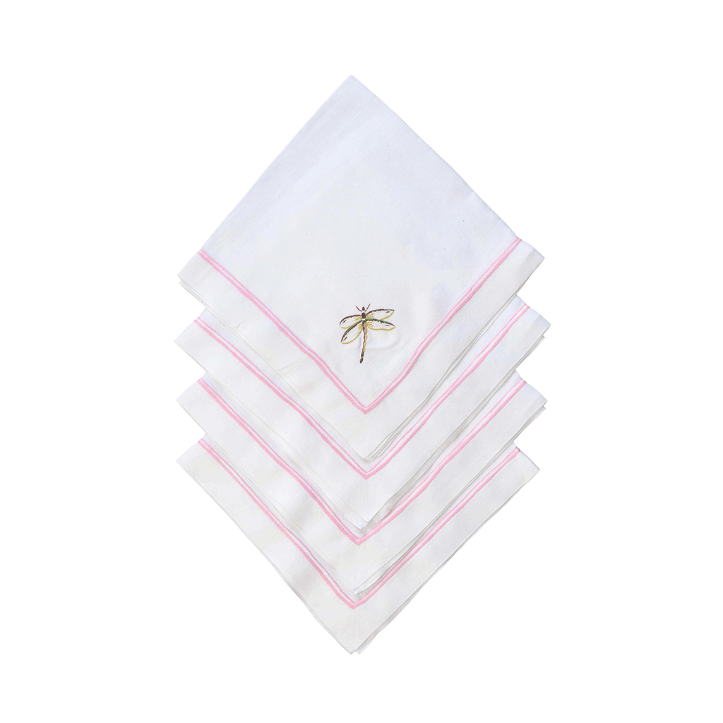 Dragonfly Rigato Dinner Napkins - Pink