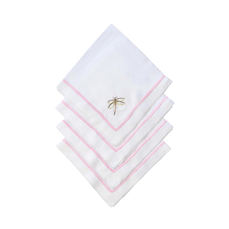 Dragonfly Rigato Dinner Napkins - Pink