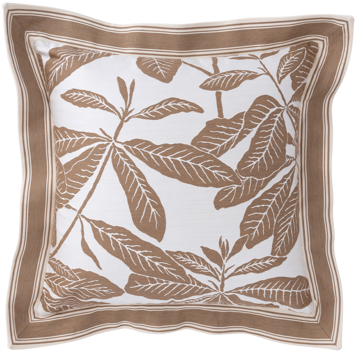 Giardino Foglia Pillow with Branca Stripe Flange
