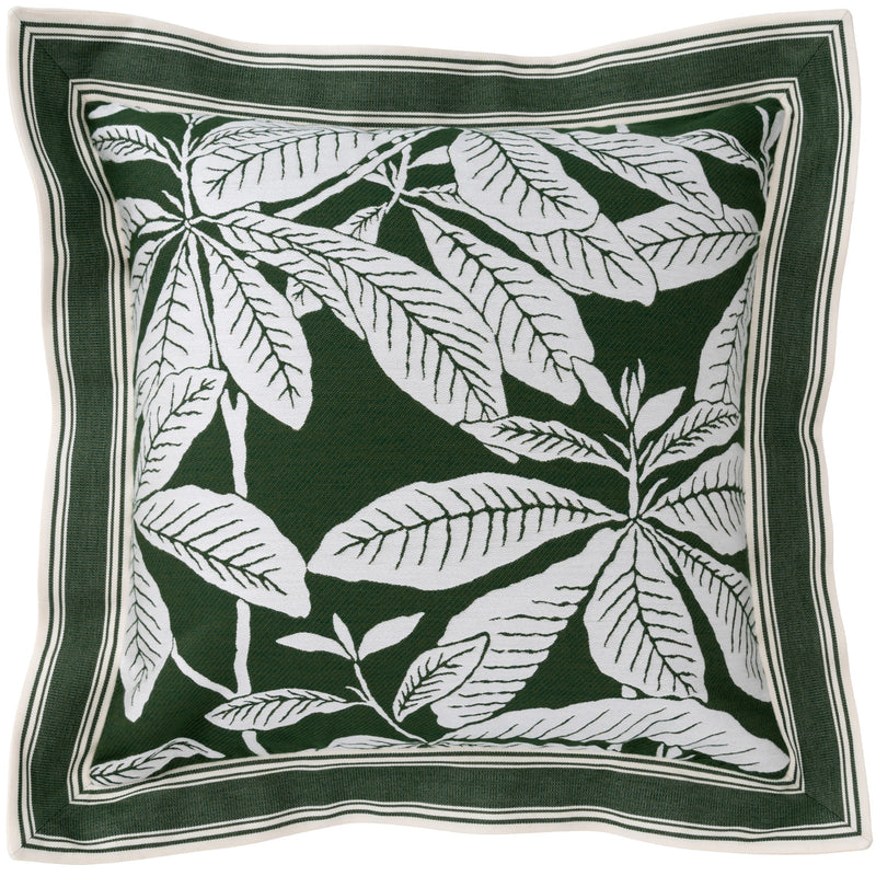 Giardino Foglia Pillow with Branca Stripe Flange