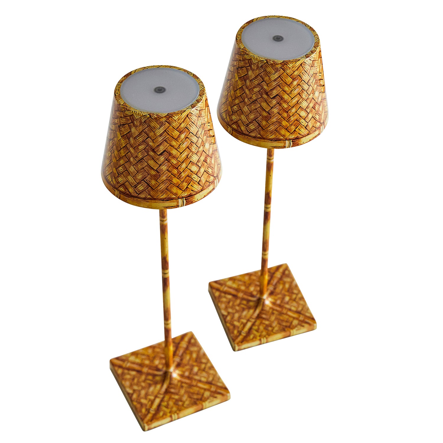 Hand-Painted Faux-Bamboo Wireless Table Lamp