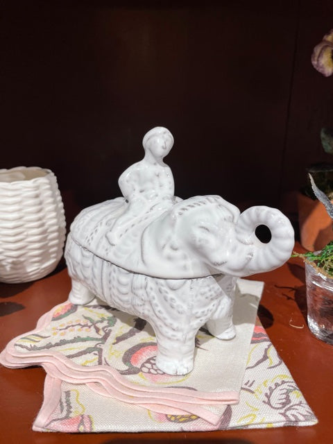 Small White Ceramic Elephant Box