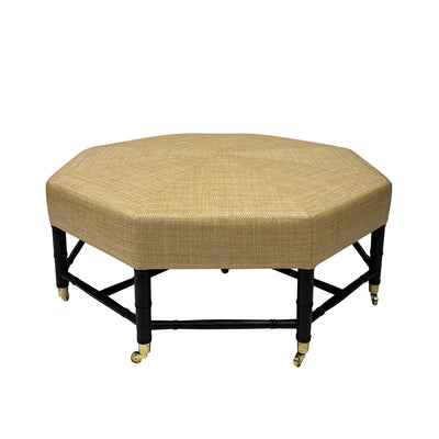 Brighton Octagonal 48"D Ottoman in Raffia Quadri Natural