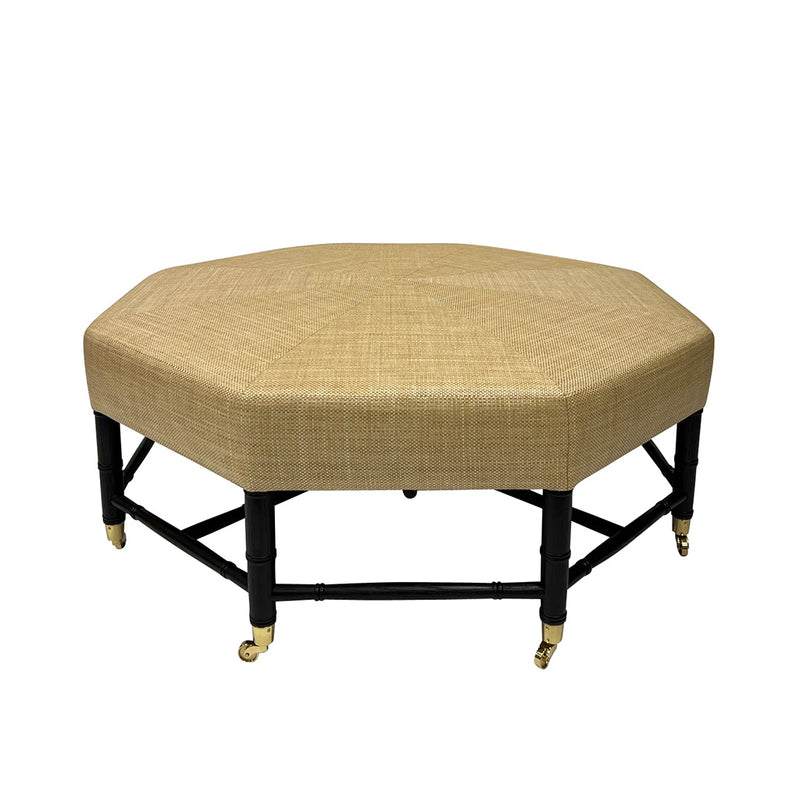 Brighton Octagonal 48"D Ottoman in Raffia Quadri Natural