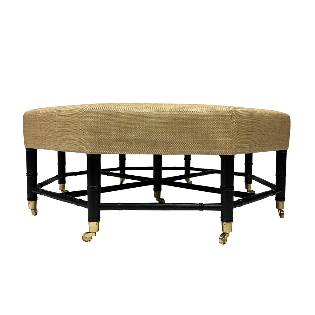 Brighton Octagonal 48"D Ottoman in Raffia Quadri Natural