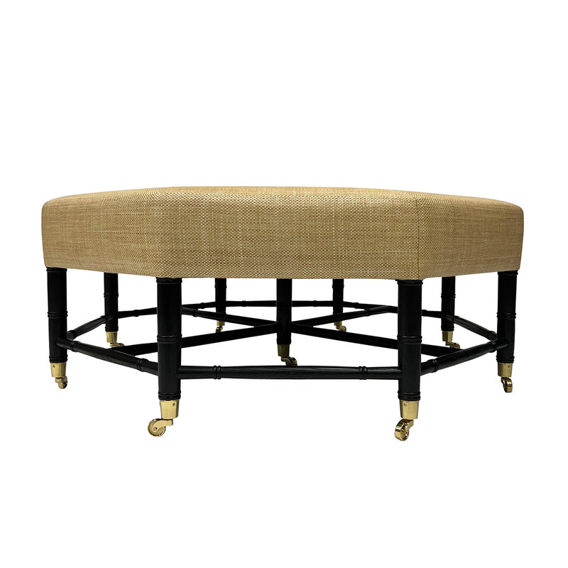 Brighton Octagonal 48"D Ottoman in Raffia Quadri Natural