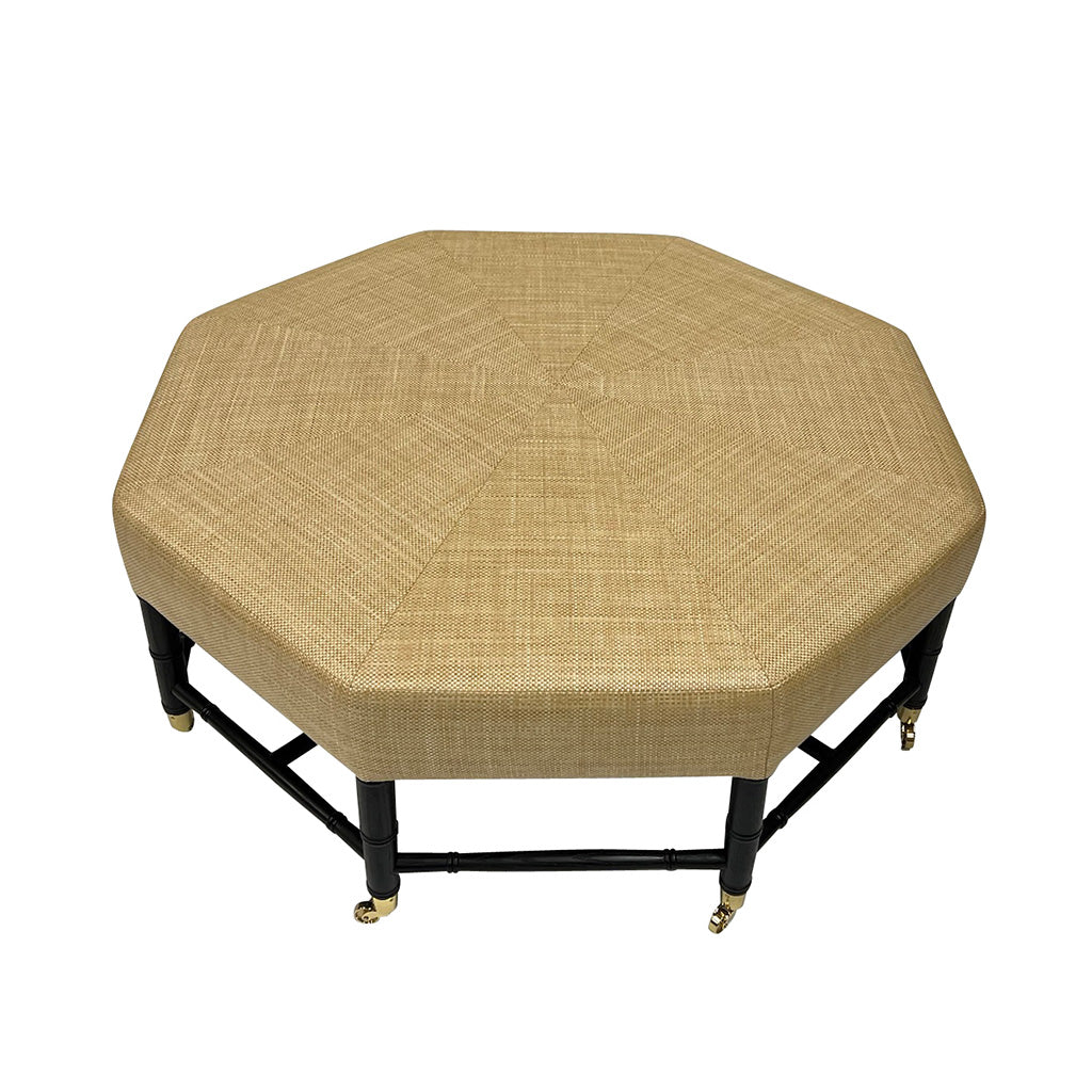 Brighton Octagonal 48"D Ottoman in Raffia Quadri Natural