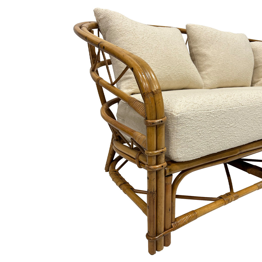 An Audoux-Minet Three-Piece Bamboo and Rattan Sofa