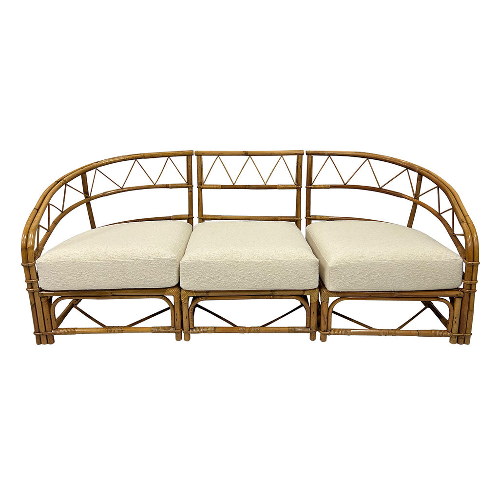 Three-Piece Bamboo and Rattan Sofa by Audoux Minet