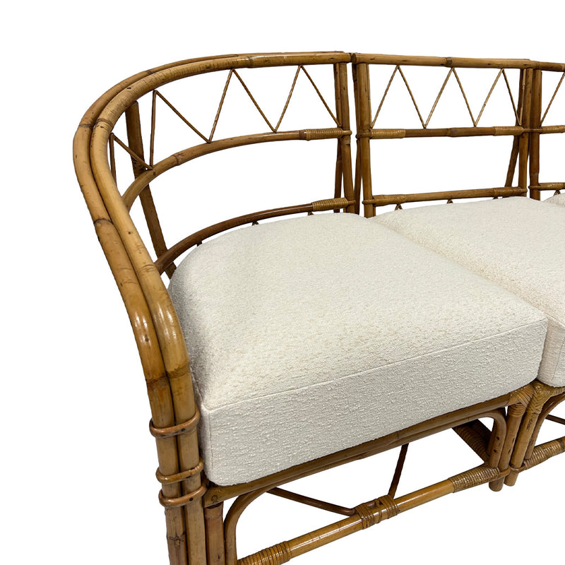 Three-Piece Bamboo and Rattan Sofa by Audoux Minet