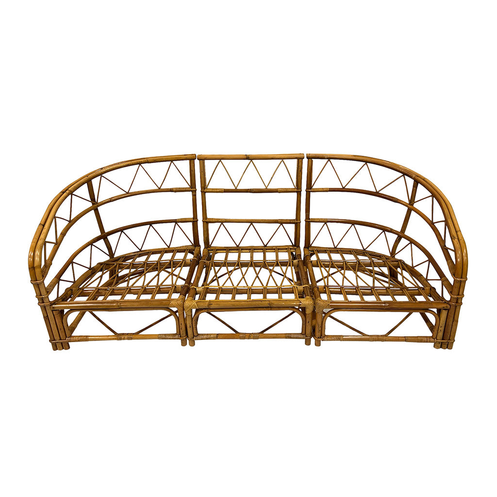 Three-Piece Bamboo and Rattan Sofa by Audoux Minet