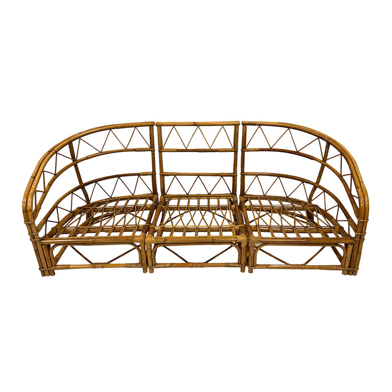 Three-Piece Bamboo and Rattan Sofa by Audoux Minet