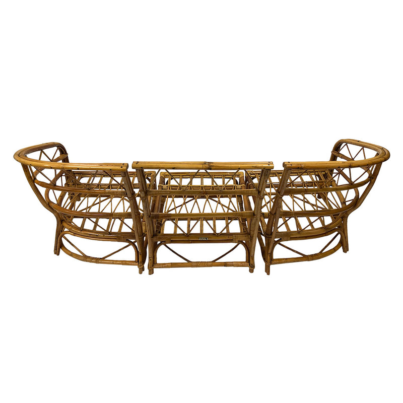 Three-Piece Bamboo and Rattan Sofa by Audoux Minet