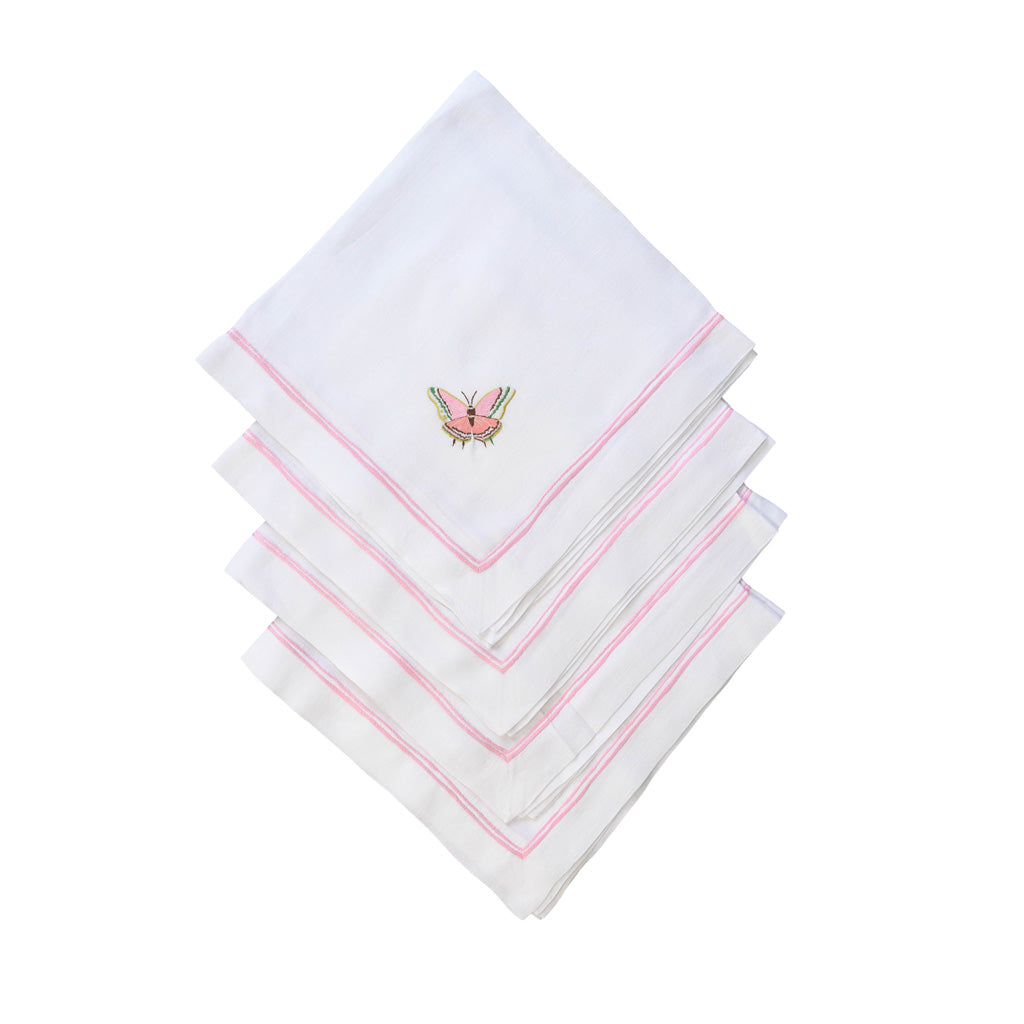 Butterfly Rigato Dinner Napkins - Pink
