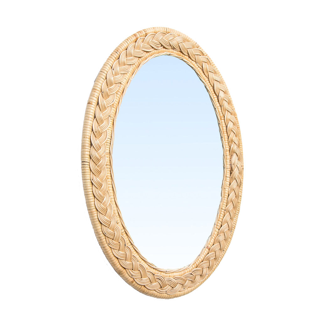 Braided Rattan Oval Mirror