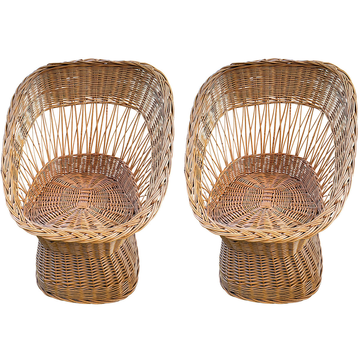 Pair of Wicker "Basket" Chairs