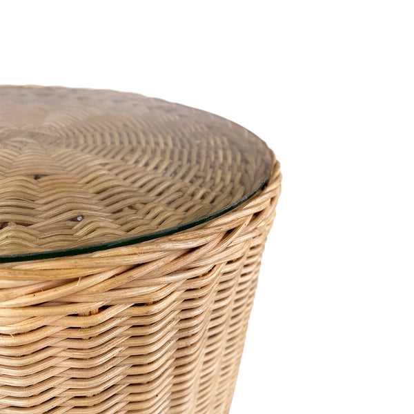 Rattan Pedestal Side Table