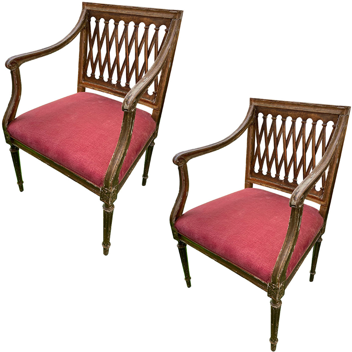 Pair of Regency Carved and Gilded Arm Chairs