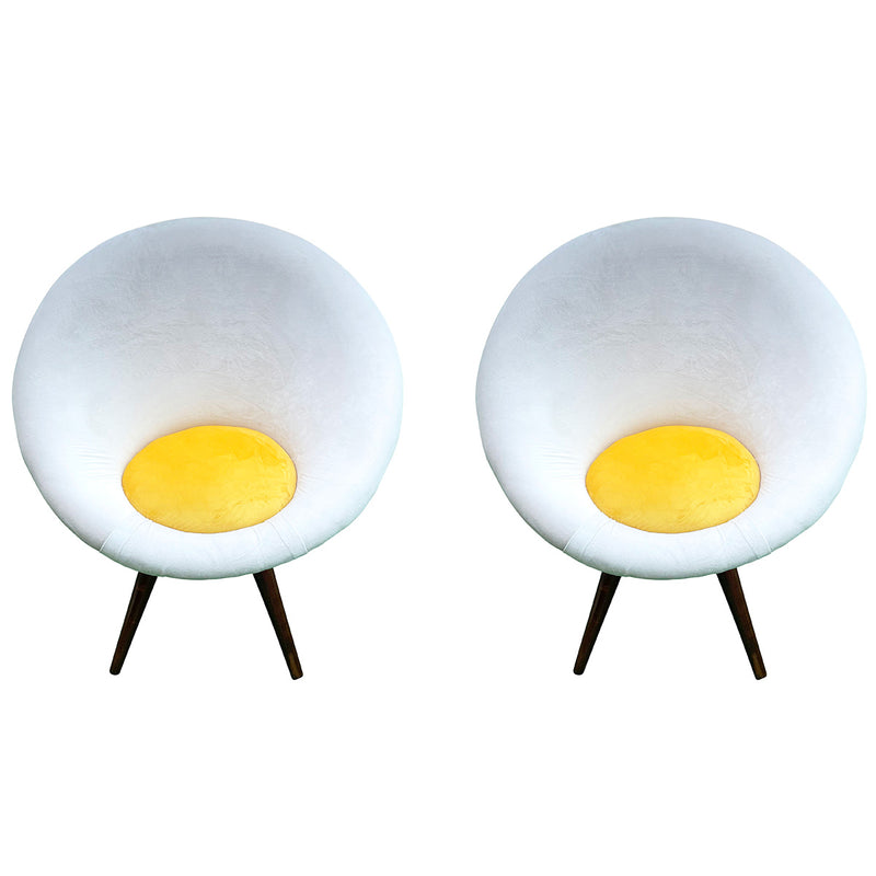 Pair of Mid-Century Upholstered Bucket Chairs