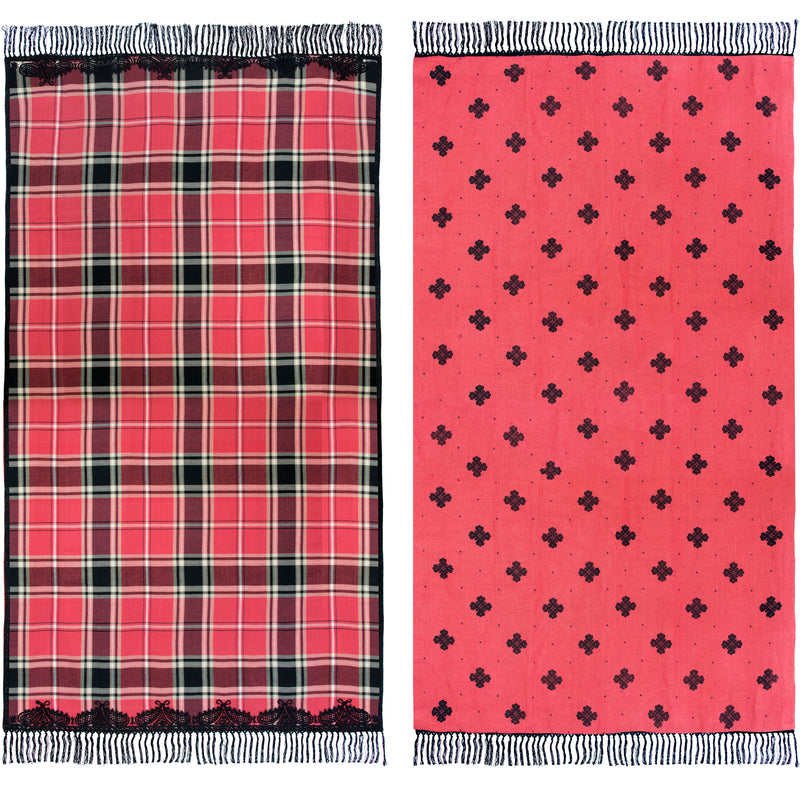 Embroidered Tartan Fleurette Throw