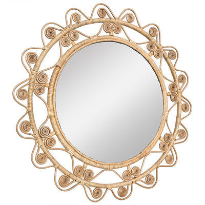 Rattan Swirl Round Mirror