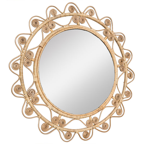 Rattan Swirl Round Mirror