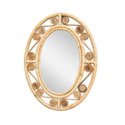 Rattan Swirl Oval Mirror